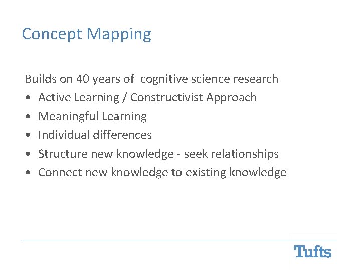 Concept Mapping Builds on 40 years of cognitive science research • Active Learning / Concept Mapping Builds on 40 years of cognitive science research • Active Learning /