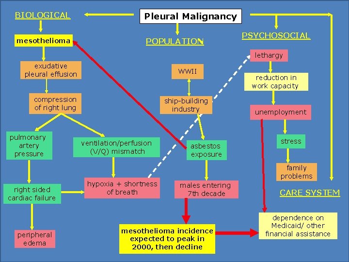 BIOLOGICAL Pleural Malignancy mesothelioma POPULATION PSYCHOSOCIAL lethargy exudative pleural effusion WWII compression of right BIOLOGICAL Pleural Malignancy mesothelioma POPULATION PSYCHOSOCIAL lethargy exudative pleural effusion WWII compression of right