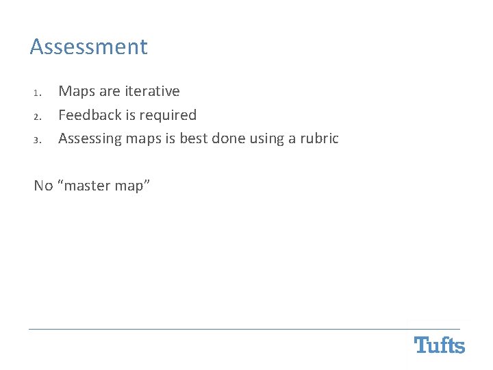 Assessment 1. 2. 3. Maps are iterative Feedback is required Assessing maps is best Assessment 1. 2. 3. Maps are iterative Feedback is required Assessing maps is best