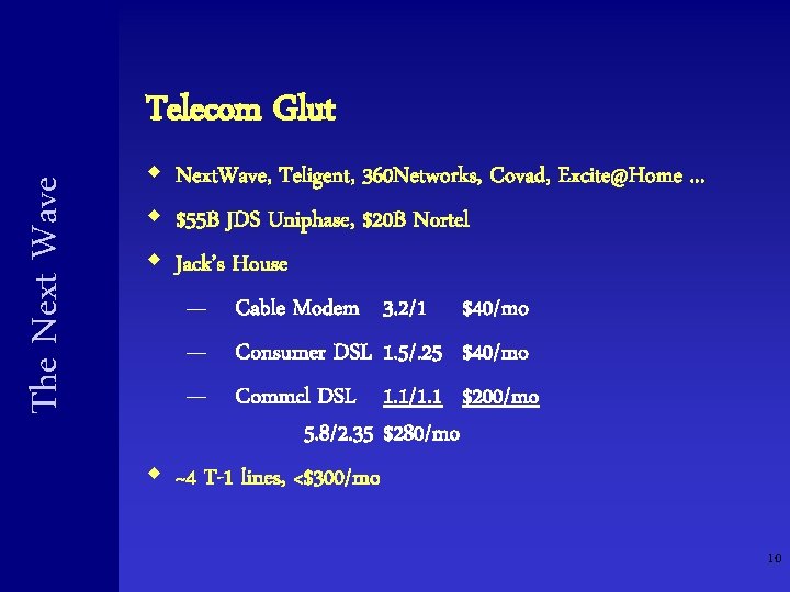 The Next Wave Telecom Glut w Next. Wave, Teligent, 360 Networks, Covad, Excite@Home. . The Next Wave Telecom Glut w Next. Wave, Teligent, 360 Networks, Covad, Excite@Home. .