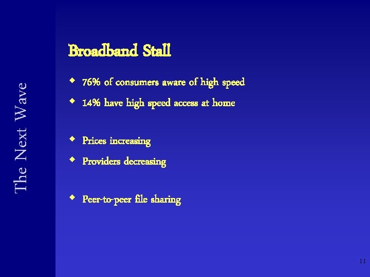 The Next Wave Broadband Stall w 76% of consumers aware of high speed w The Next Wave Broadband Stall w 76% of consumers aware of high speed w