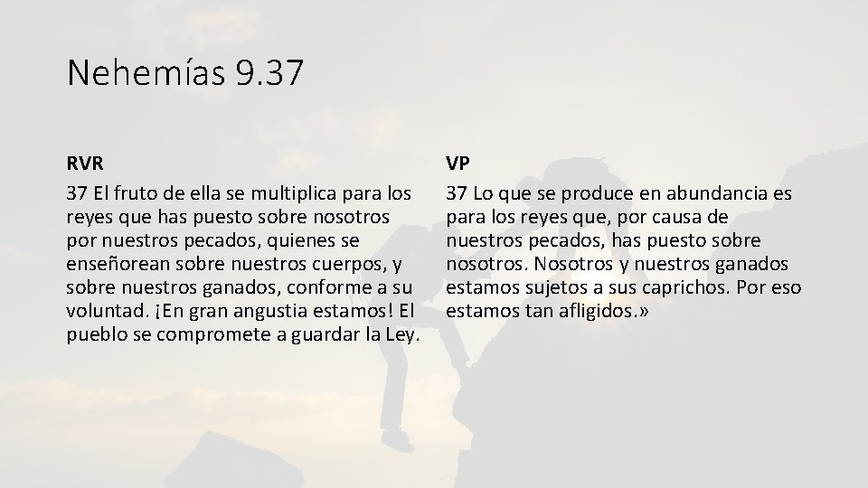 Nehemías 9. 37 RVR 37 El fruto de ella se multiplica para los reyes