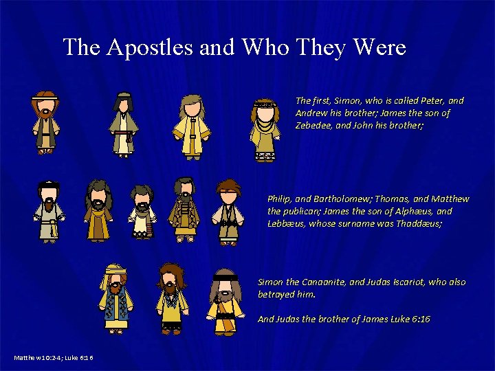 The Apostles and Who They Were The first, Simon, who is called Peter, and