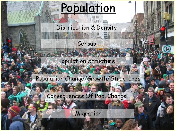 Population Distribution & Density Census Population Structure Population Change/Growth/Structures Consequences Of Pop. Change Migration