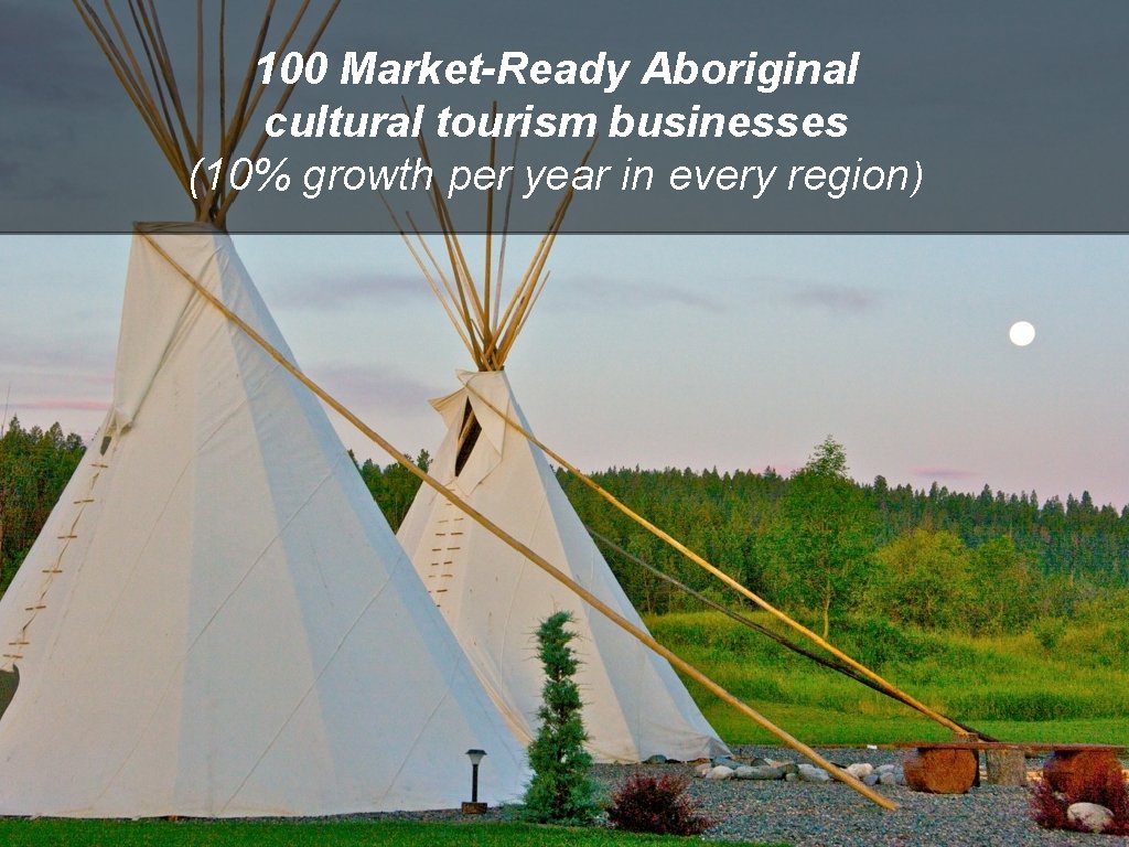 100 Market-Ready Aboriginal cultural tourism businesses (10% growth per year in every region) 