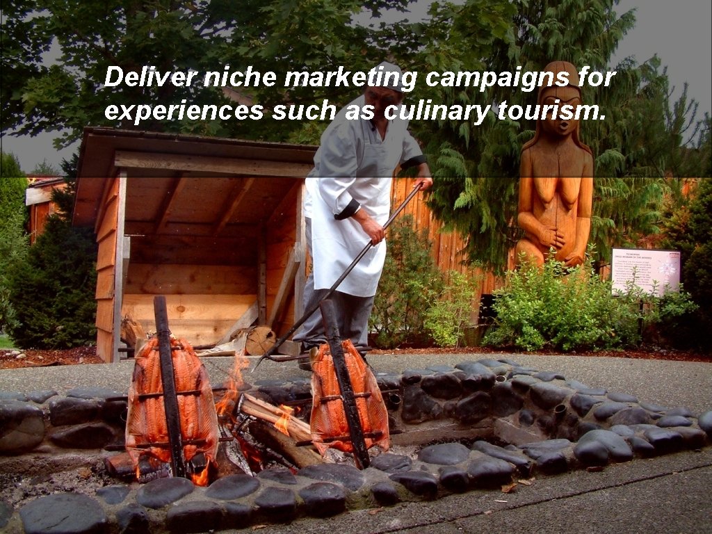 Deliver niche marketing campaigns for experiences such as culinary tourism. 