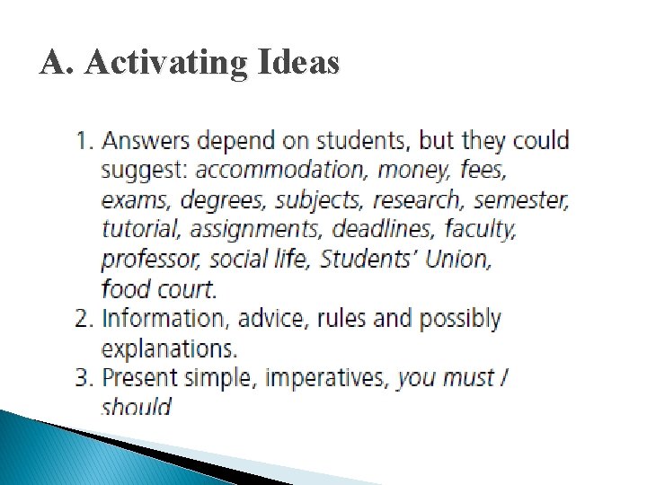 A. Activating Ideas 