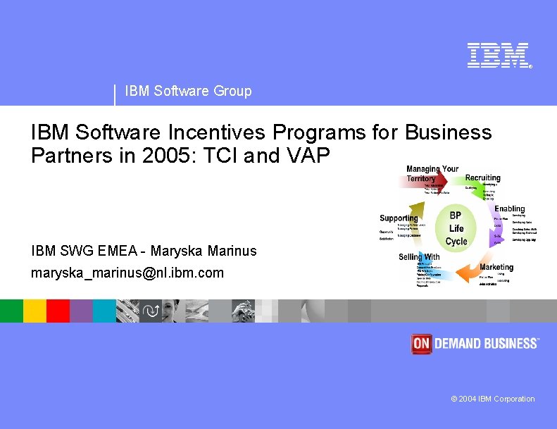 ® IBM Software Group IBM Software Incentives Programs for Business Partners in 2005: TCI