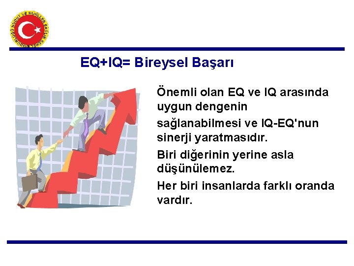 EQ+IQ= Bireysel Başarı Önemli olan EQ ve IQ arasında uygun dengenin sağlanabilmesi ve IQ-EQ'nun