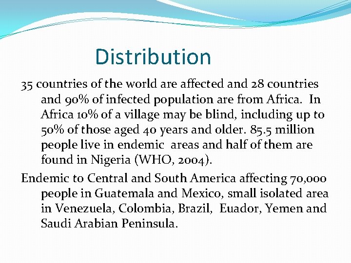 Distribution 35 countries of the world are affected and 28 countries and 90% of