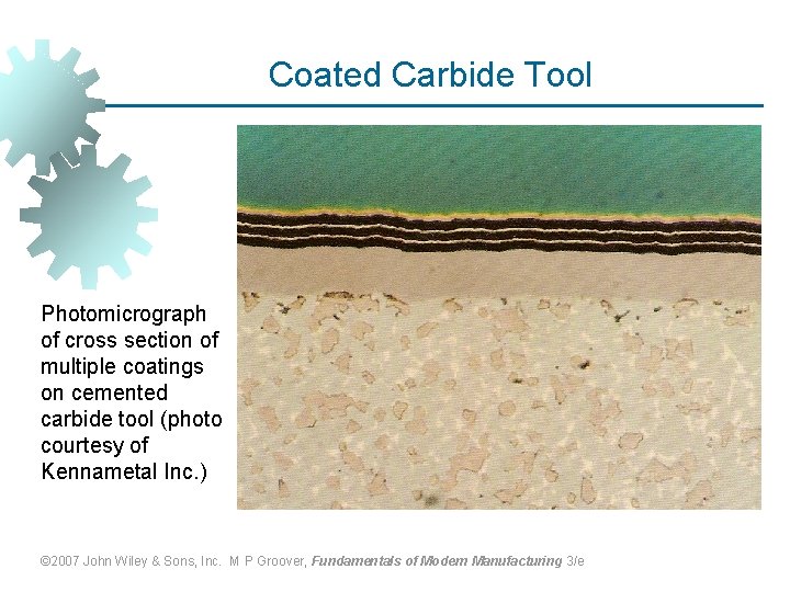 Coated Carbide Tool Photomicrograph of cross section of multiple coatings on cemented carbide tool