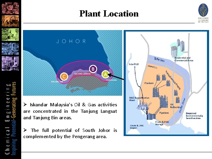 Plant Location Ø Iskandar Malaysia’s Oil & Gas activities are concentrated in the Tanjung