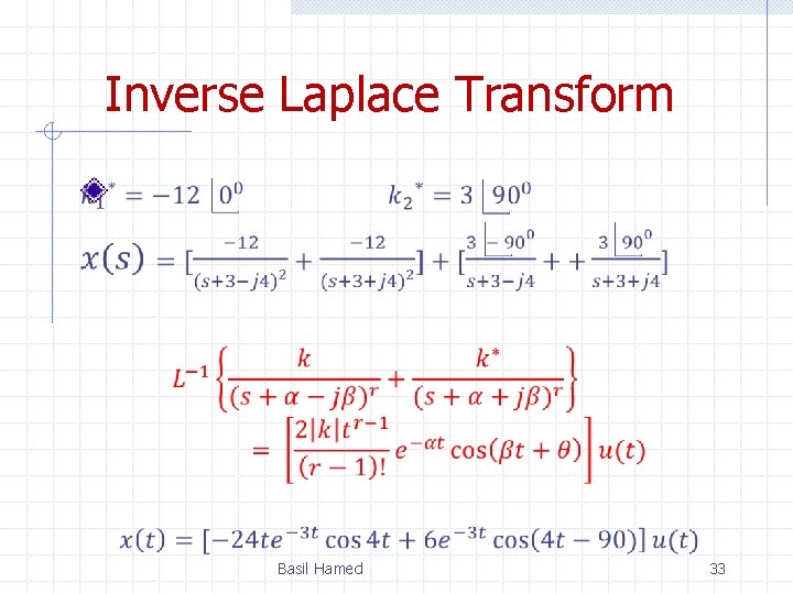 Inverse Laplace Transform Basil Hamed 33 