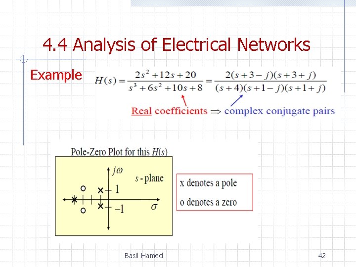 4. 4 Analysis of Electrical Networks Example Basil Hamed 42 