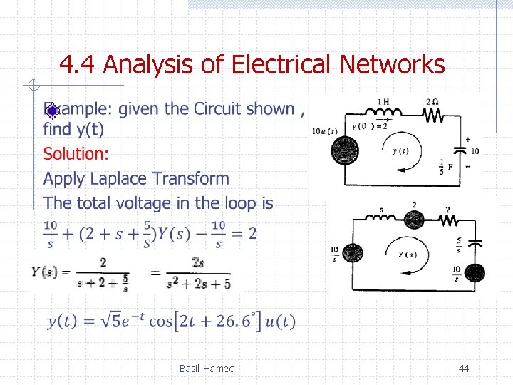 4. 4 Analysis of Electrical Networks Basil Hamed 44 