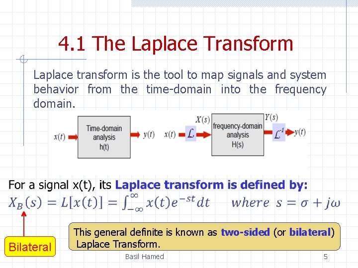 4. 1 The Laplace Transform Laplace transform is the tool to map signals and