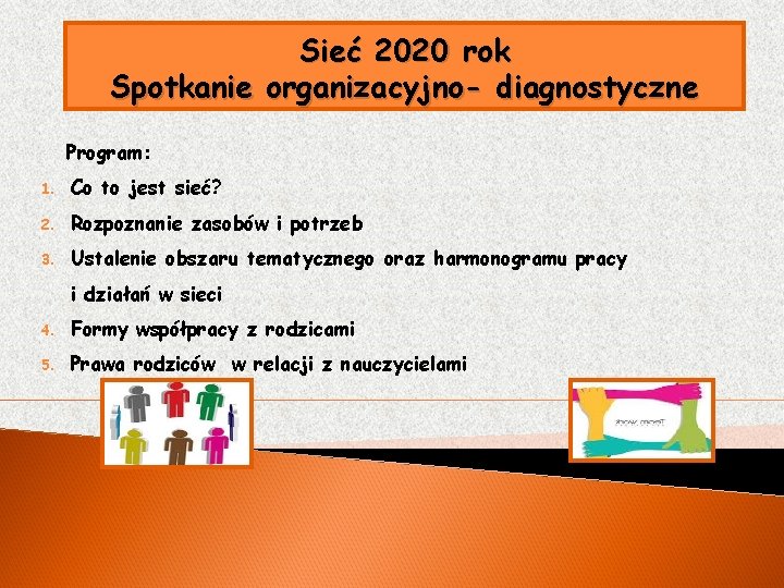 Sieć 2020 rok Spotkanie organizacyjno- diagnostyczne Program: 1. Co to jest sieć? 2. Rozpoznanie