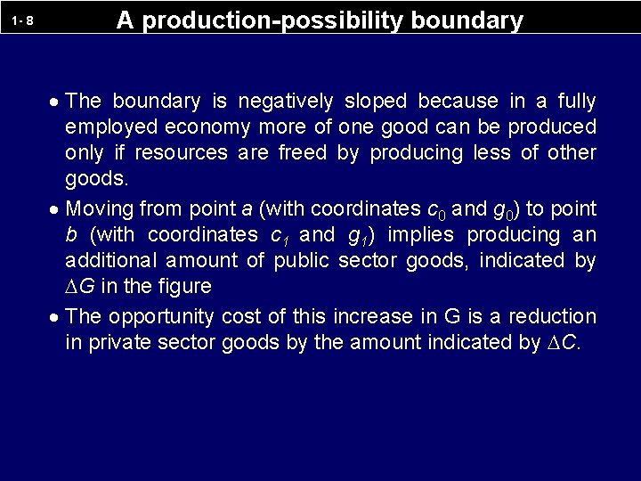 1 - 8 A production-possibility boundary · The boundary is negatively sloped because in