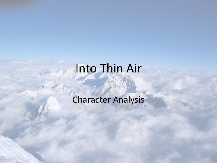Into Thin Air Character Analysis 