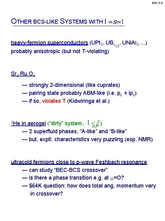 BBCS 1 REMINDERS ABOUT BCS MODEL free electrons