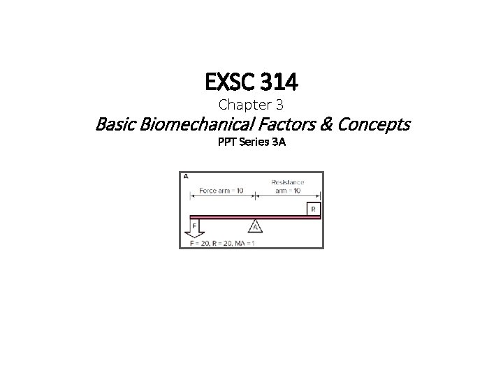 EXSC 314 Chapter 3 Basic Biomechanical Factors & Concepts PPT Series 3 A 