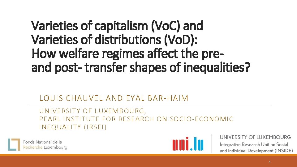 Varieties of capitalism (Vo. C) and Varieties of distributions (Vo. D): How welfare regimes