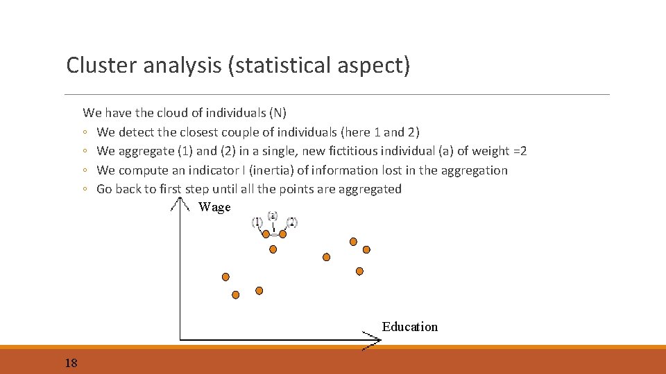 Cluster analysis (statistical aspect) We have the cloud of individuals (N) ◦ We detect