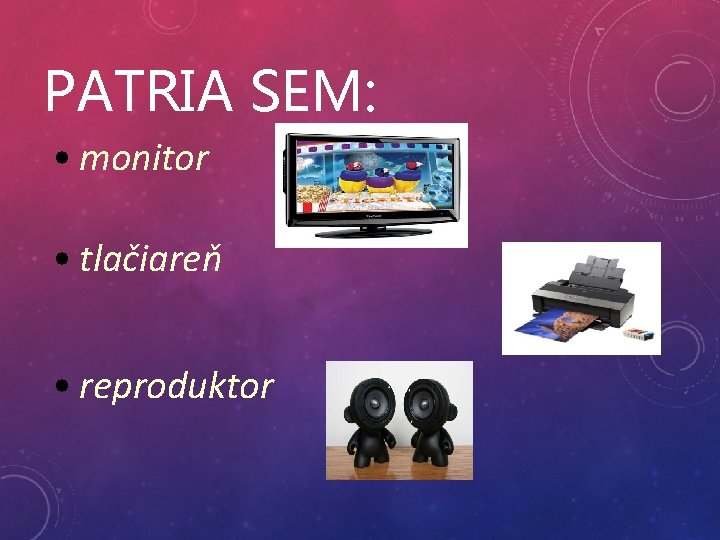 PATRIA SEM: • monitor • tlačiareň • reproduktor PATRIA SEM: • monitor • tlačiareň • reproduktor