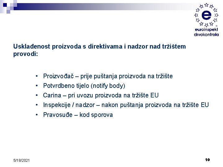 Usklađenost proizvoda s direktivama i nadzor nad tržištem provodi: • Proizvođač – prije puštanja