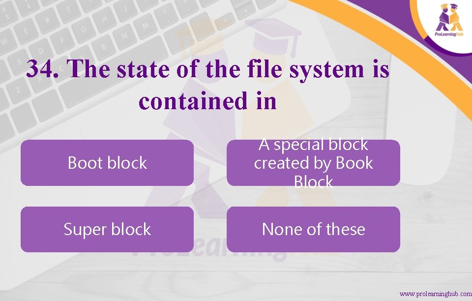 34. The state of the file system is contained in Boot block A special