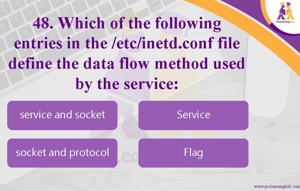 48. Which of the following entries in the /etc/inetd. conf file define the data