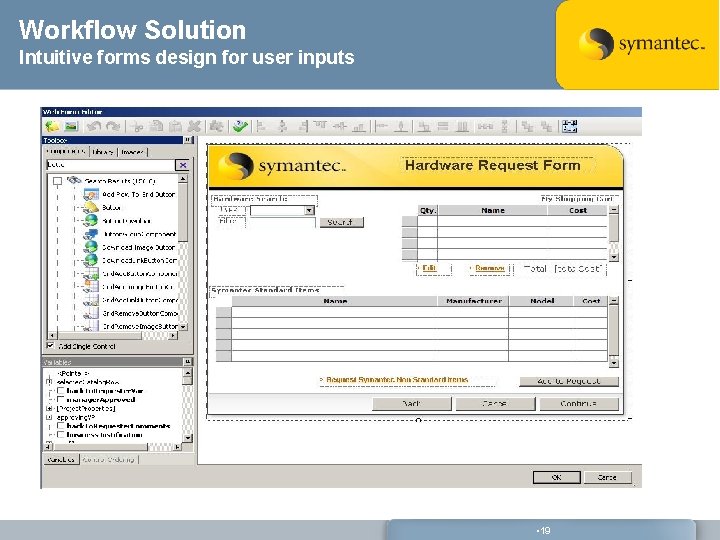 Workflow Solution Intuitive forms design for user inputs • 19 
