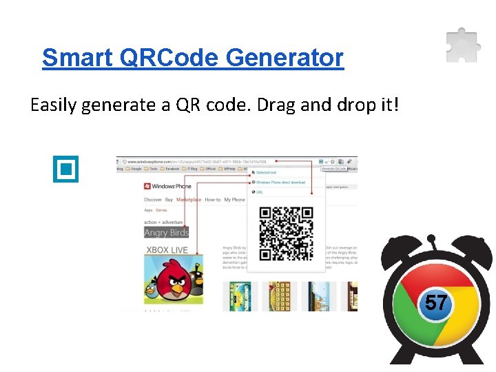Smart QRCode Generator Easily generate a QR code. Drag and drop it! 57 