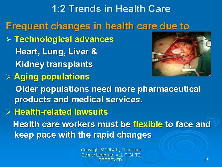 1: 2 Trends in Health Care Frequent changes in health care due to Technological