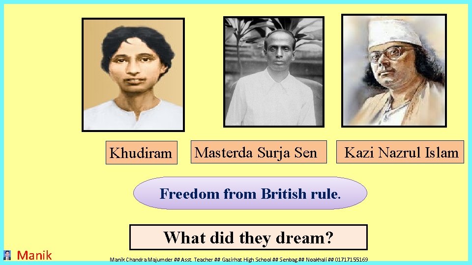 Khudiram Masterda Surja Sen Kazi Nazrul Islam Freedom from British rule. Manik What Do Khudiram Masterda Surja Sen Kazi Nazrul Islam Freedom from British rule. Manik What Do