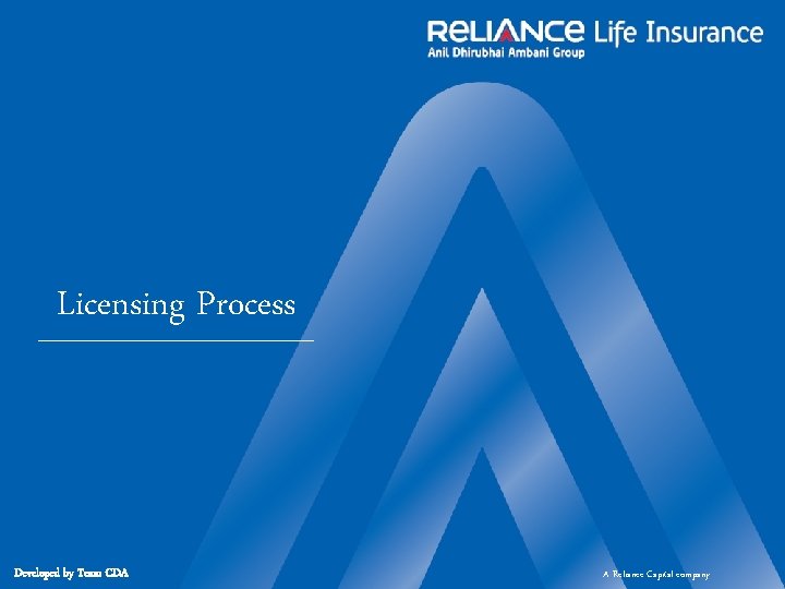 Licensing Process Developed by Team CDA A Reliance Capital company 