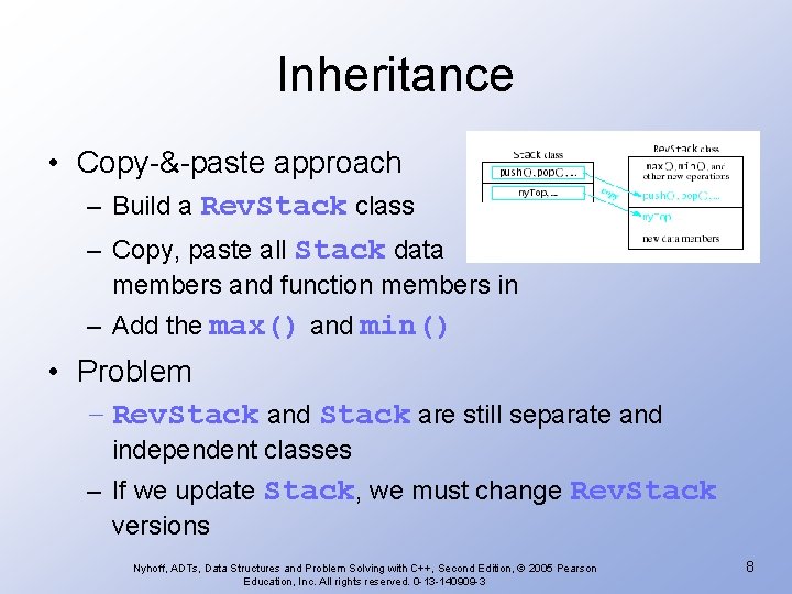 Inheritance • Copy-&-paste approach – Build a Rev. Stack class – Copy, paste all Inheritance • Copy-&-paste approach – Build a Rev. Stack class – Copy, paste all