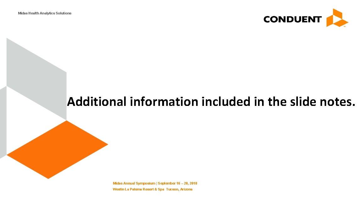 Midas Health Analytics Solutions Additional information included in the slide notes. Midas Annual Symposium
