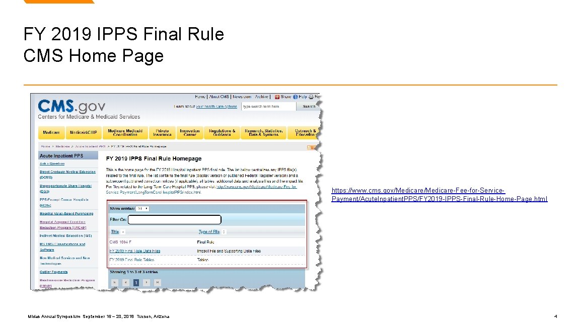 FY 2019 IPPS Final Rule CMS Home Page https: //www. cms. gov/Medicare-Fee-for-Service. Payment/Acute. Inpatient.