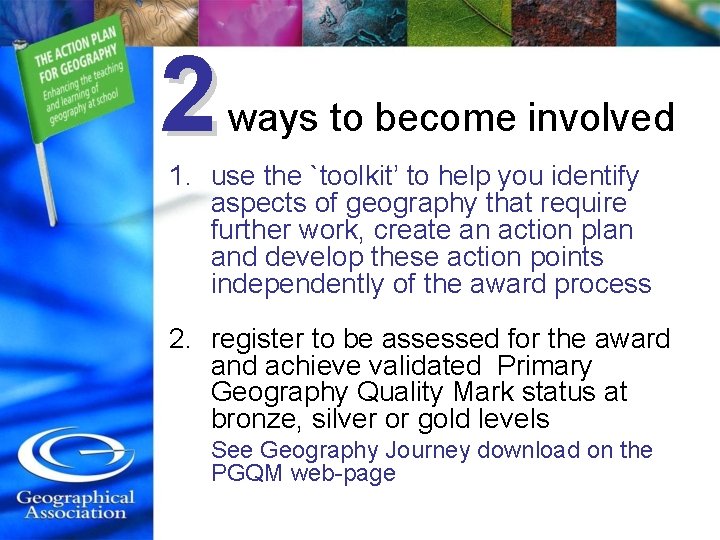 2 ways to become involved 1. use the `toolkit’ to help you identify aspects