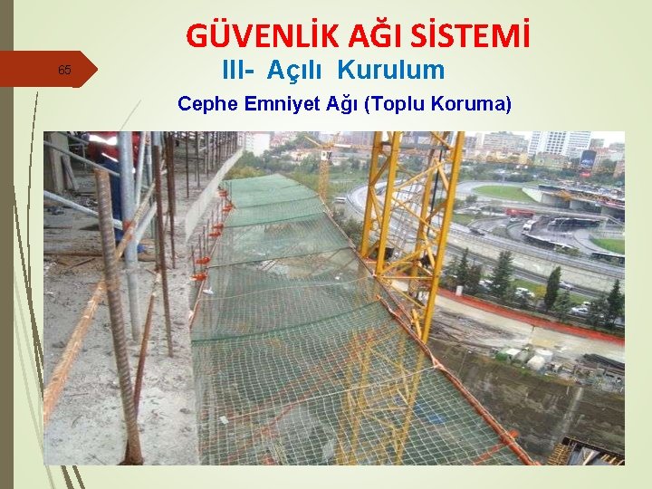 GÜVENLİK AĞI SİSTEMİ 65 III- Açılı Kurulum Cephe Emniyet Ağı (Toplu Koruma) 