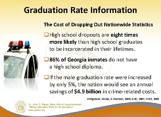 Graduation Rate Information The Cost of Dropping Out Nationwide Statistics q. High school dropouts