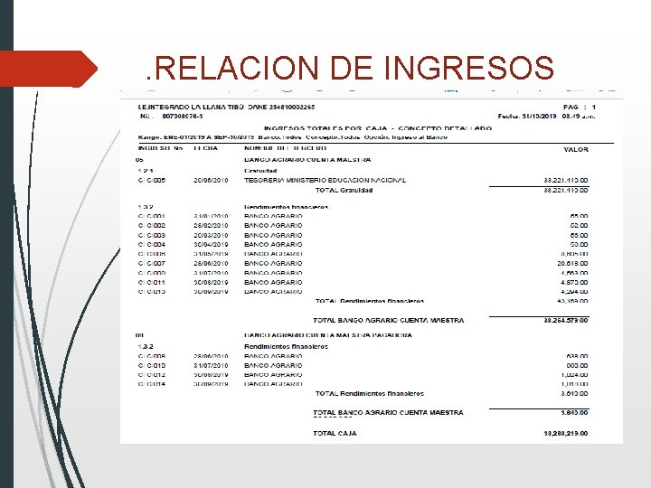 . RELACION DE INGRESOS 