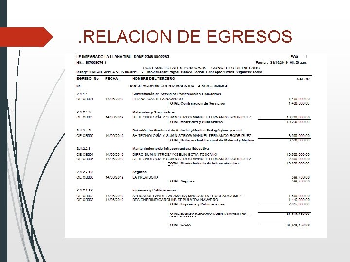 . RELACION DE EGRESOS 