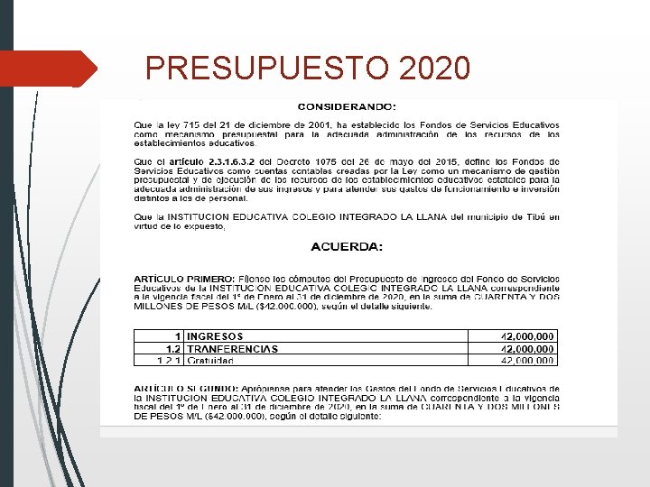 PRESUPUESTO 2020 