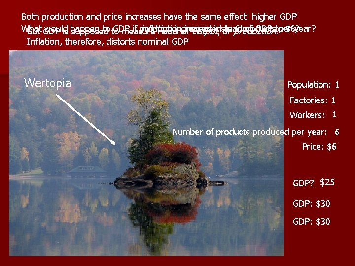 Both production and price increases have the same effect: higher GDP What would to