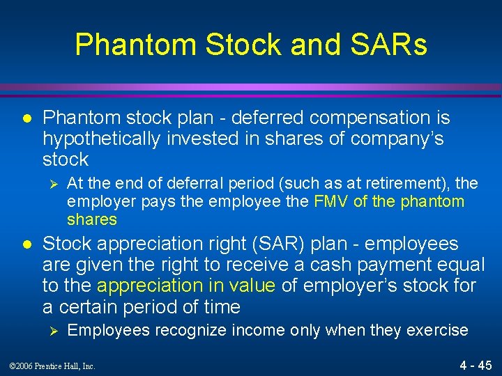 Phantom Stock and SARs l Phantom stock plan - deferred compensation is hypothetically invested