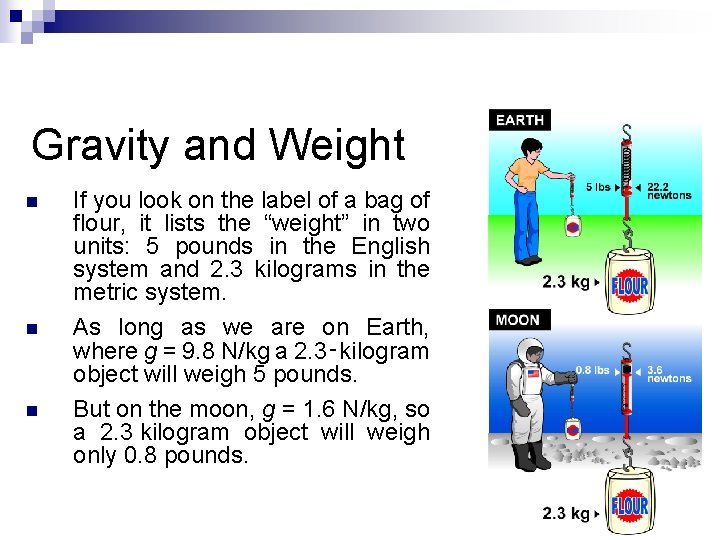 Gravity and Weight n n n If you look on the label of a