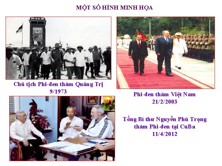 MỘT SỐ HÌNH MINH HỌA Chủ tịch Phi-đen thăm Quảng Trị 9/1973 Phi-đen thăm