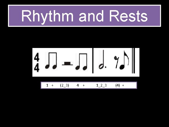 Rhythm and Rests 1 + (2_3) 4 + 1_2_3 (4) + 